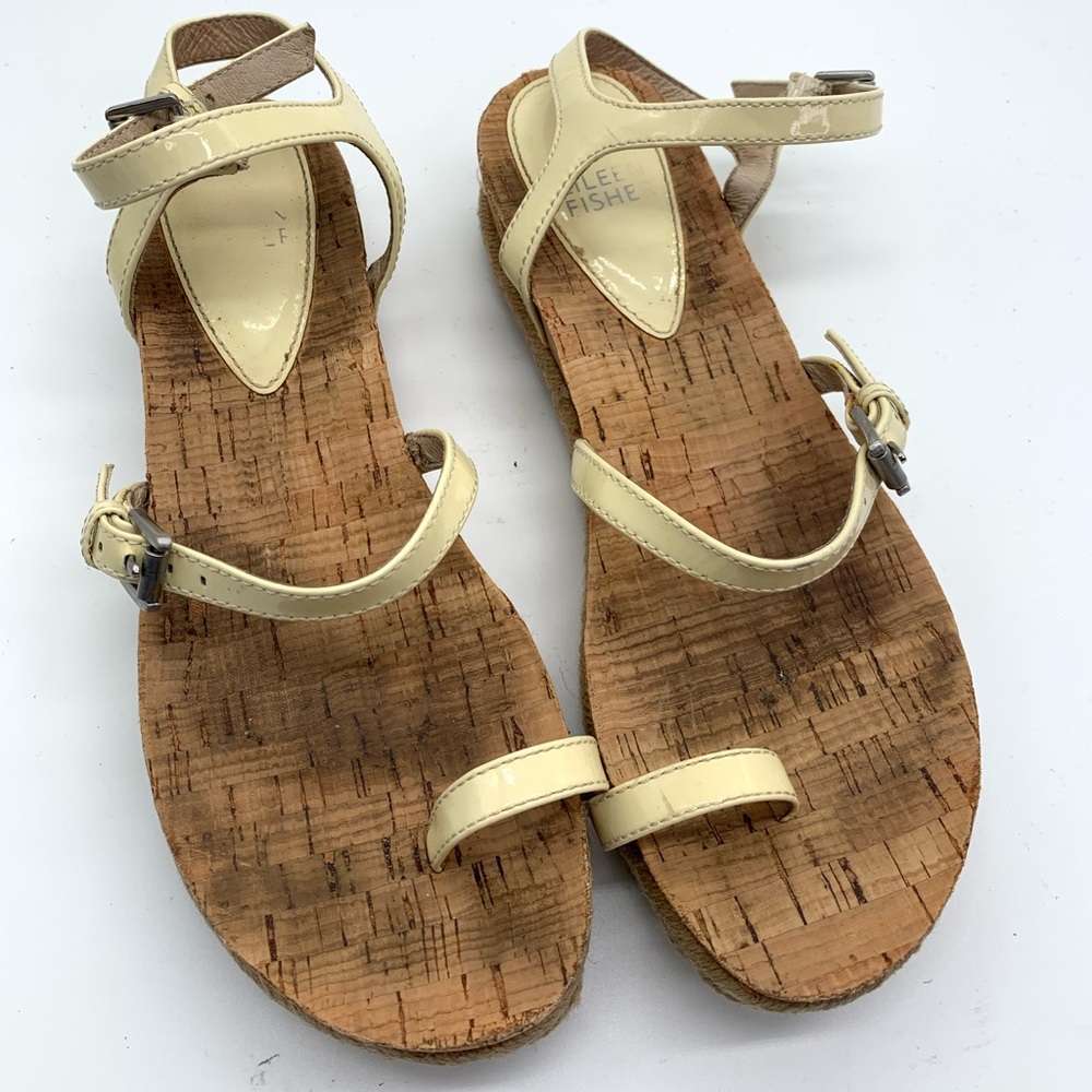 SH3 Eileen Fisher Strappy Sandals‎ Yellow Patent Leather Size 6 Summer Flats